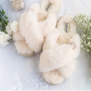 Fireside Cream Fuzzy Slippers